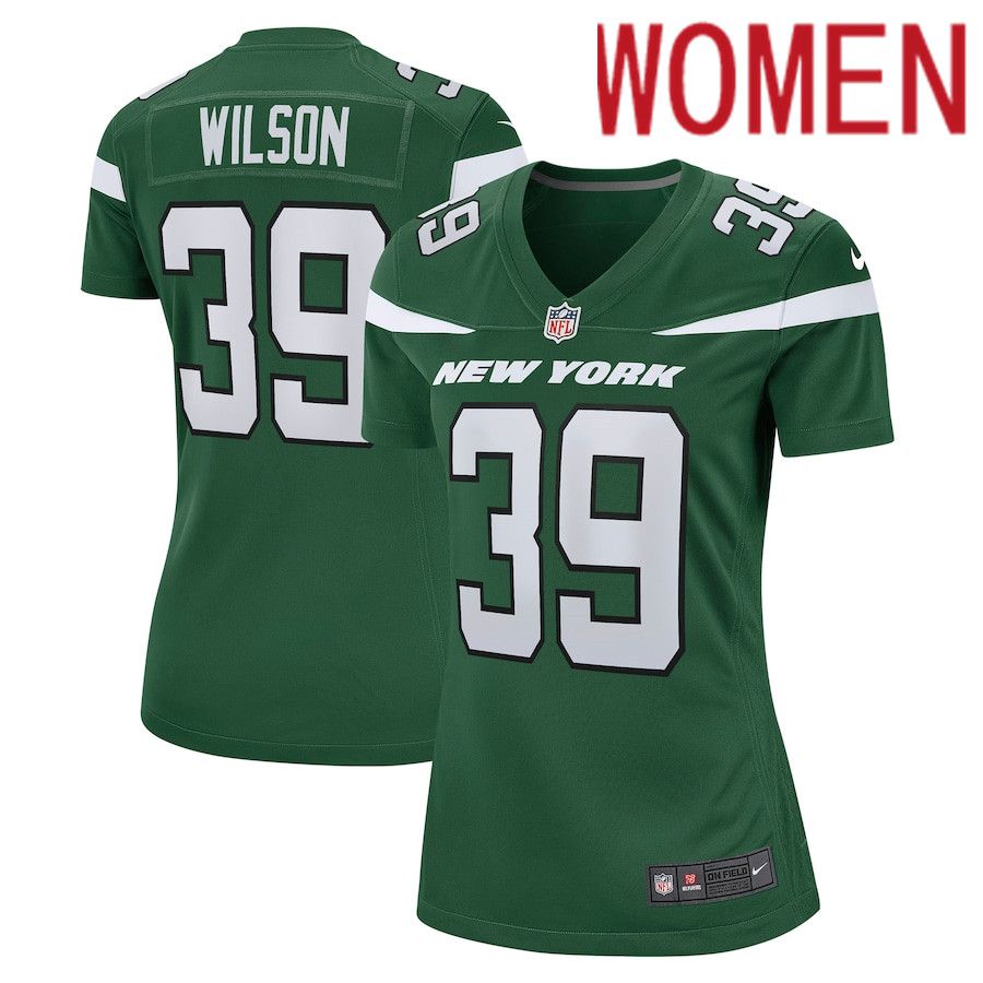 Women New York Jets #39 Jarrod Wilson Nike Gotham Green Game NFL Jersey->women nfl jersey->Women Jersey